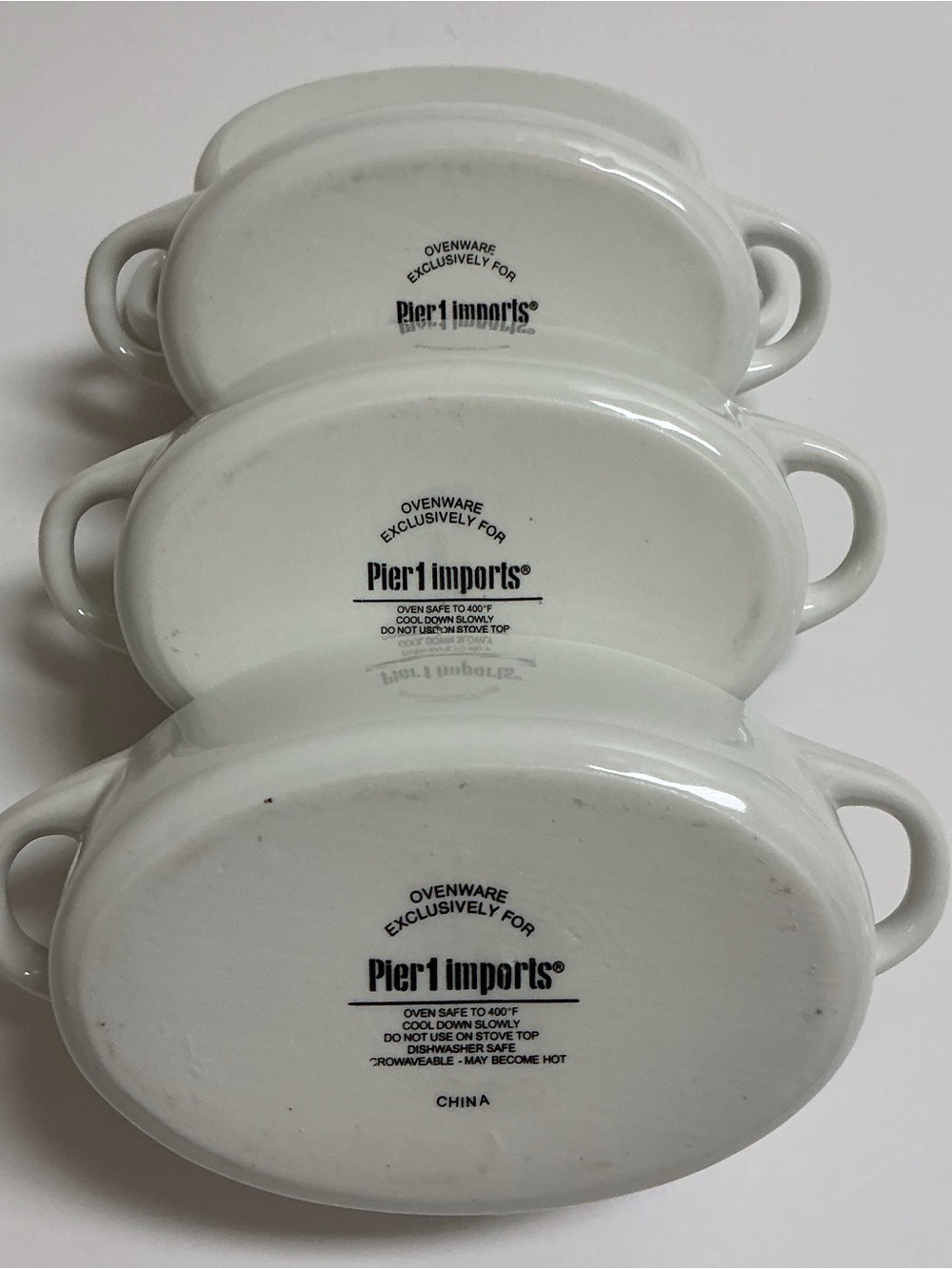 Pier 1 White Baking Dish SET OF 4 Lids 7.5 oz Minicocotte Souffle Ramekin Bakers - Picture 8 of 10